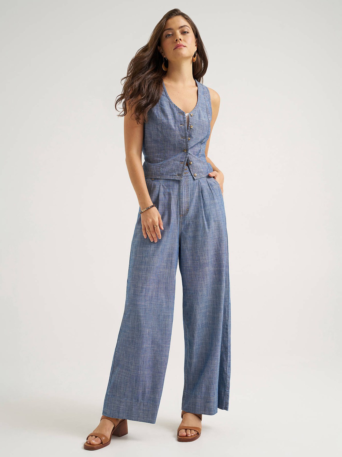 Women's Button Front Tie Vest - view 4