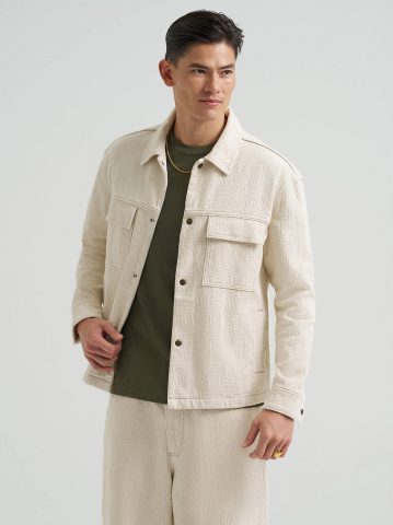 Men's Oversized Jacquard Snap Front Shirt Men's Oversized Jacquard Snap Front Shirt