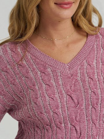Women's V-Neck Plaited Sweater