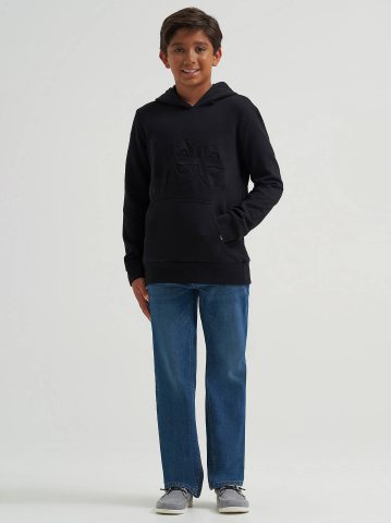 Boy's Embossed Logo Fleece Hoodie