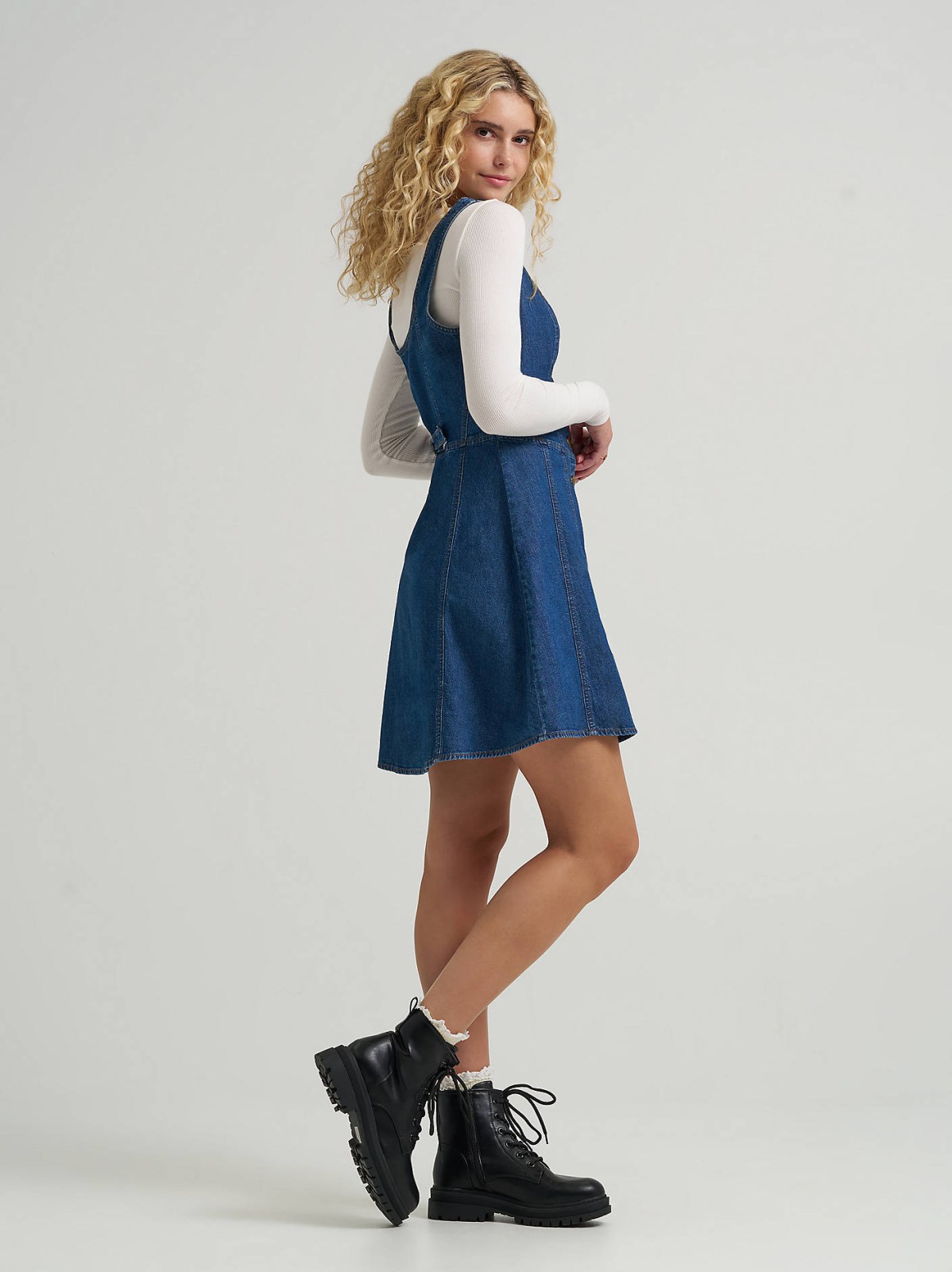 Women's Seamed Denim Mini Dress - view 3
