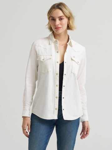 Women's Solid Western Snap Front Shirt Women's Solid Western Snap Front Shirt