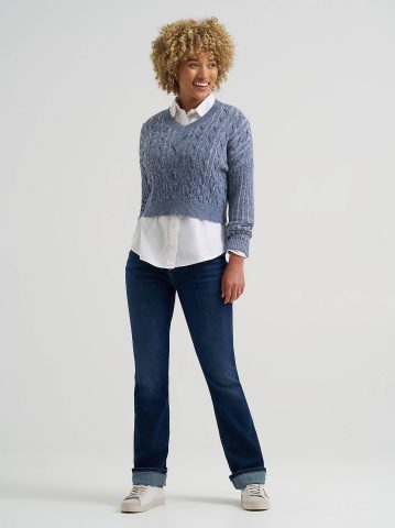 Women's V-Neck Plaited Sweater