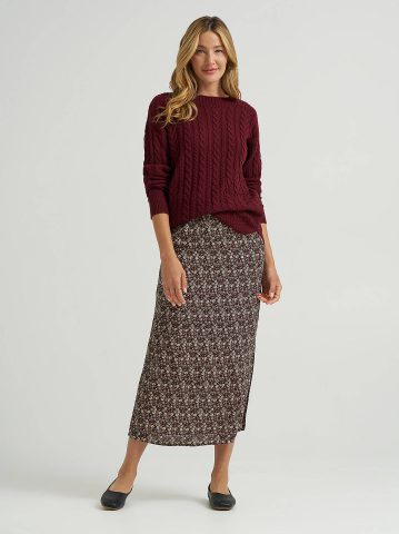 Women's Floral Midi Skirt with Side Slit Women's Floral Midi Skirt with Side Slit