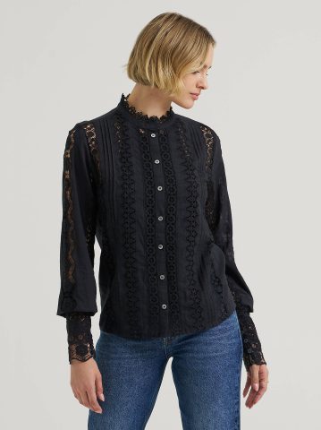 Women's Lace Button Down Blouse