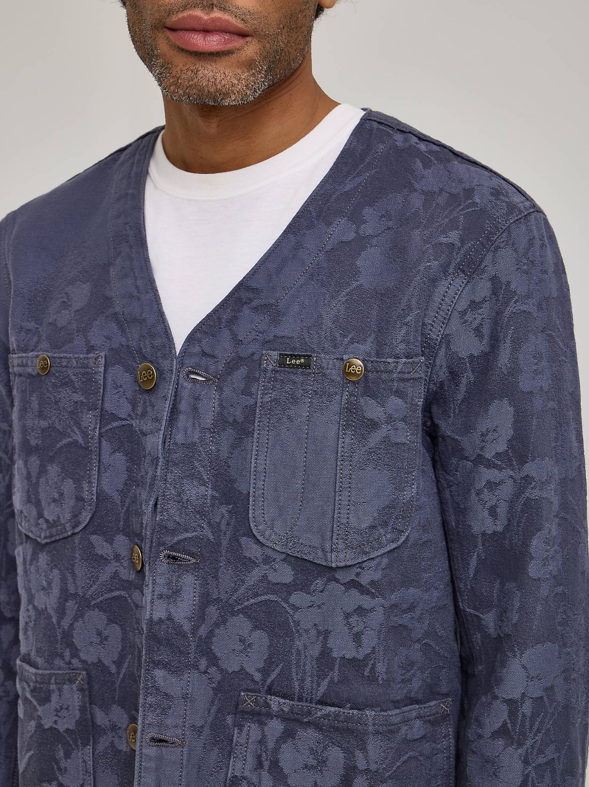Men's Lee® x Paul Smith Jacquard Collarless Chore Coat - view 6