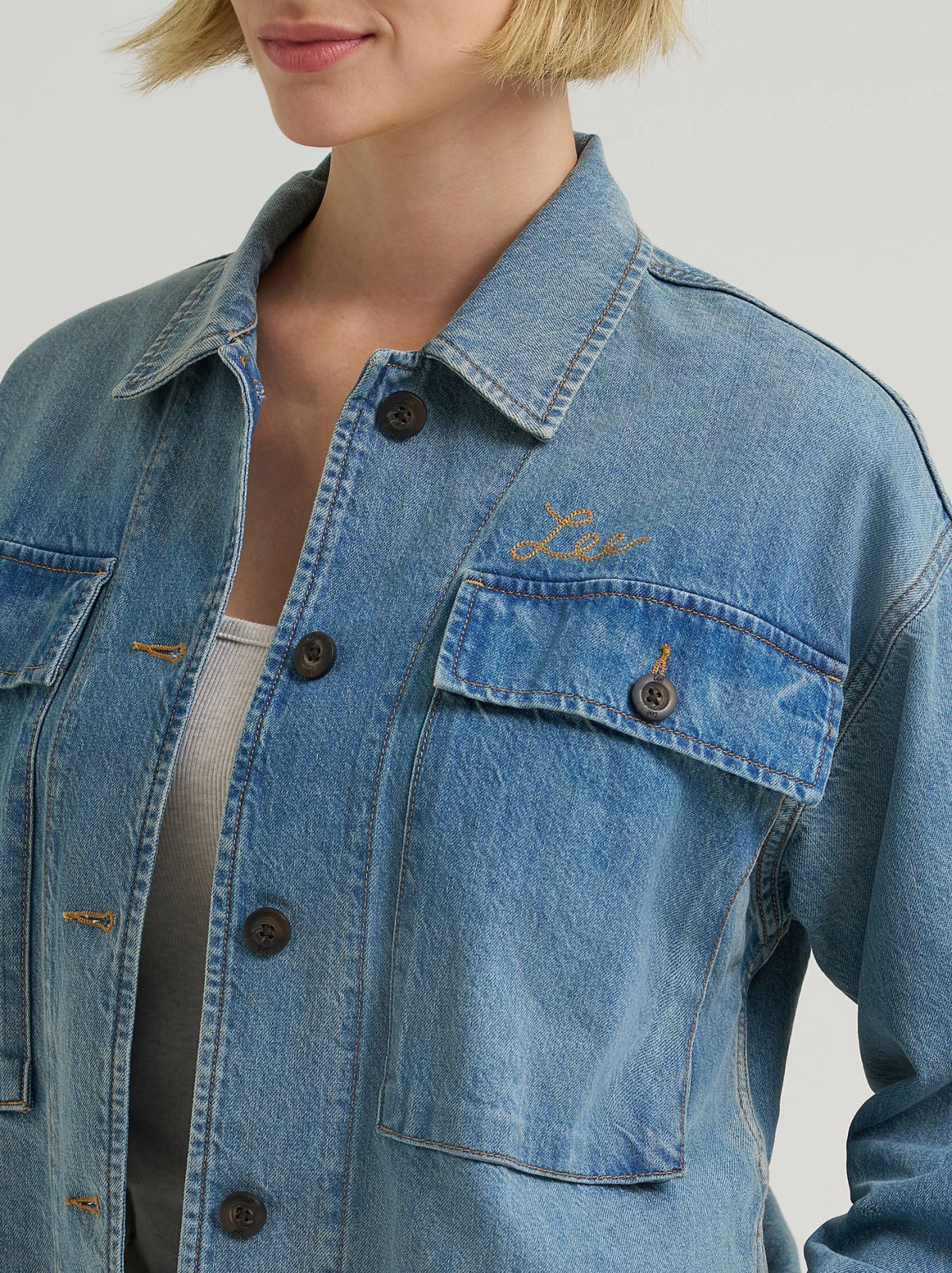 Women's Oversized Double Pocket Utility Overshirt - view 3