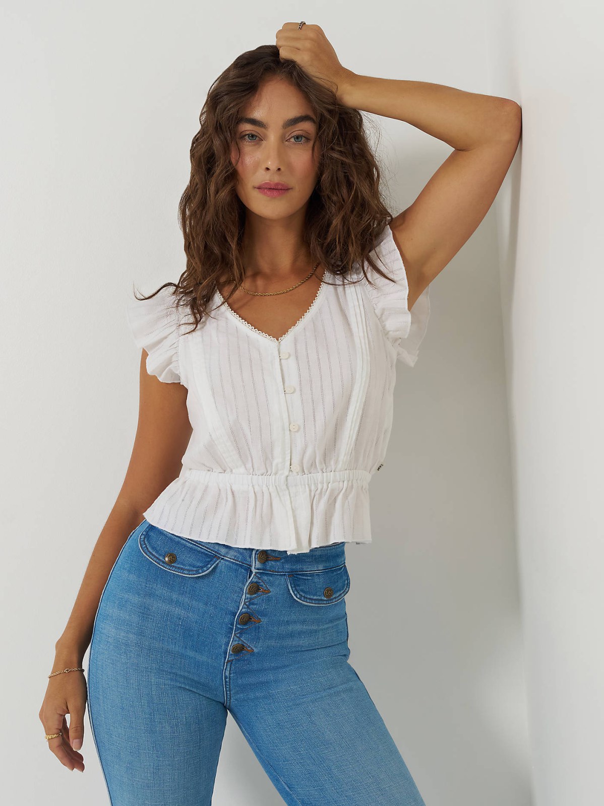 Women's V-Neck Flutter Sleeve Top - view 2