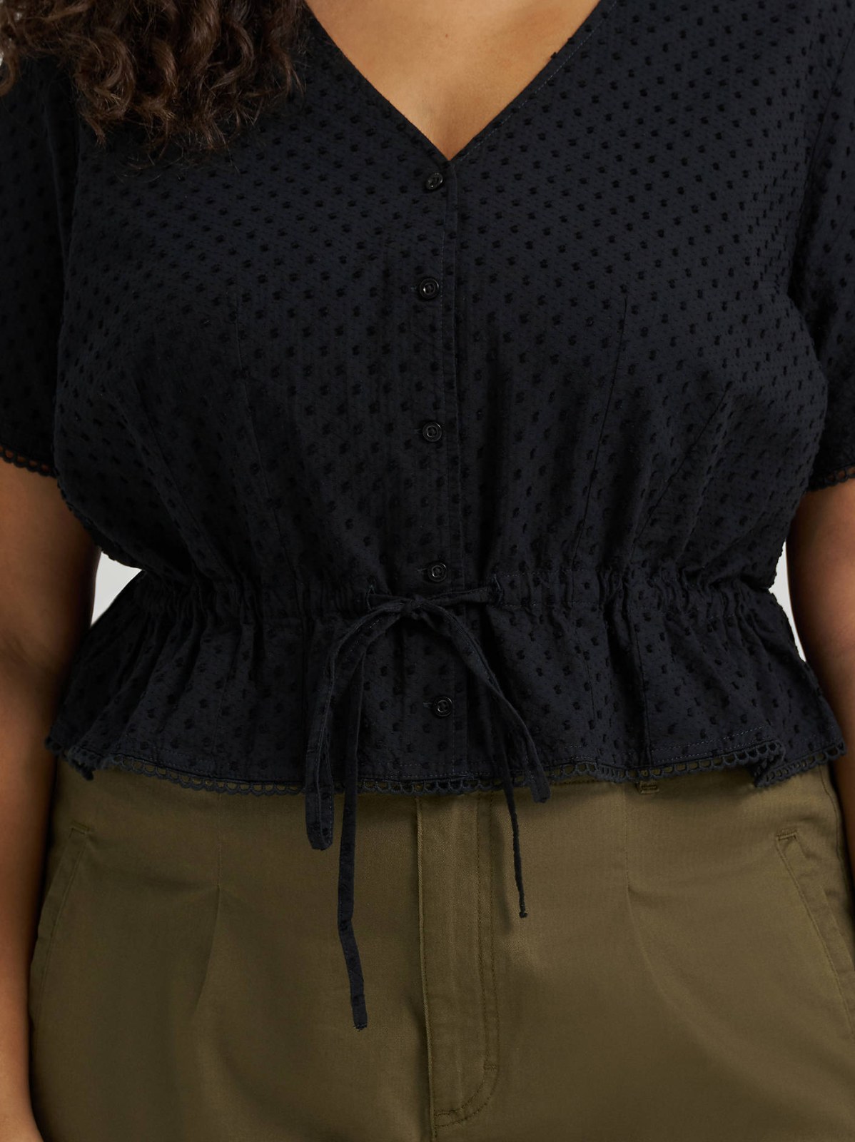Women's Button Front Tie Top (Plus) - view 3