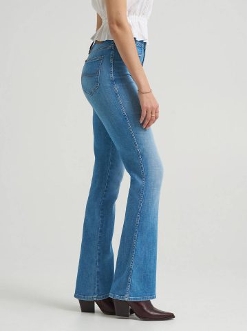 Women's Lace Up Back Button-Fly Bootcut Jean