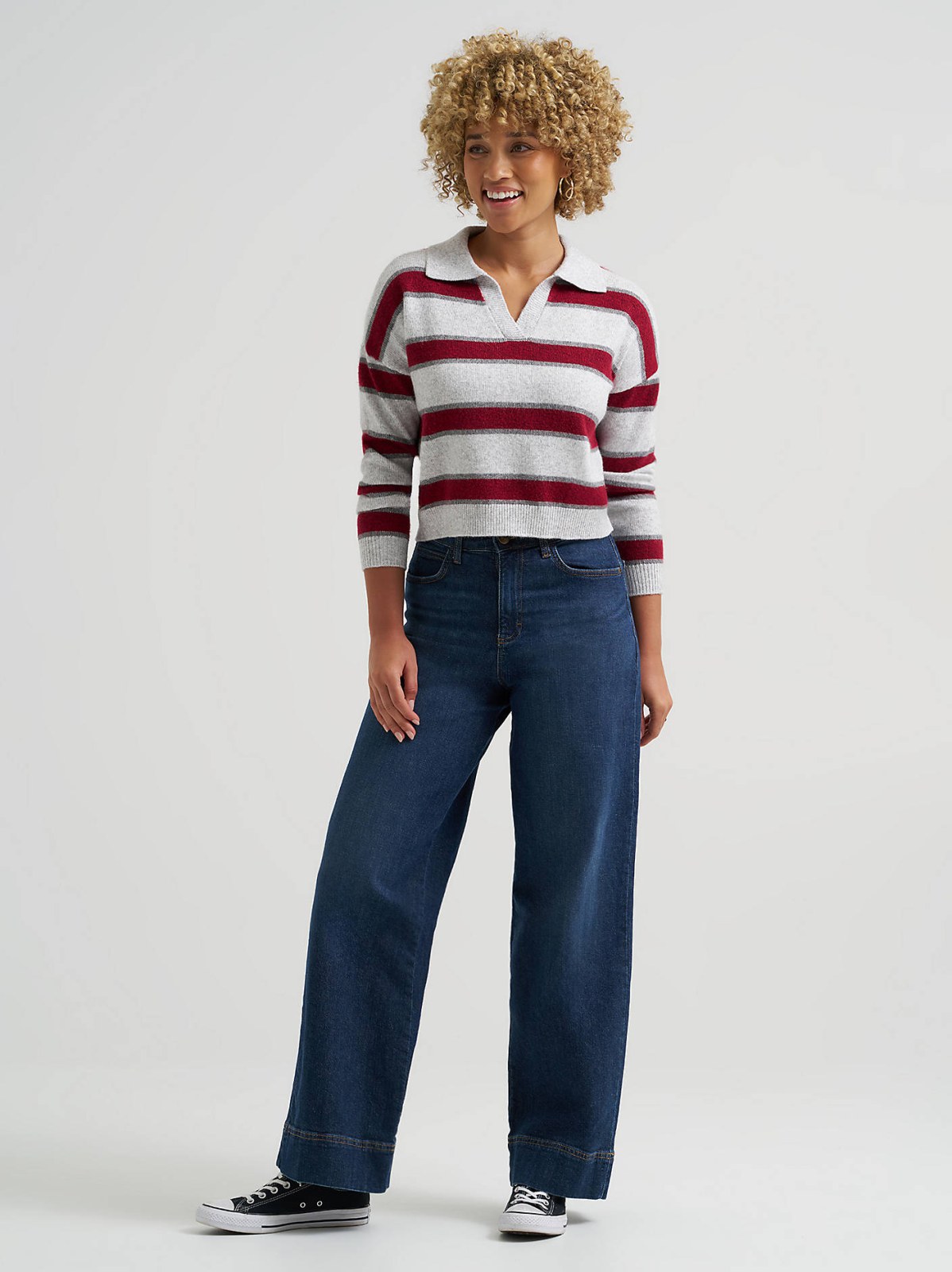 Women's V-Neck Stripe Sweater - view 4