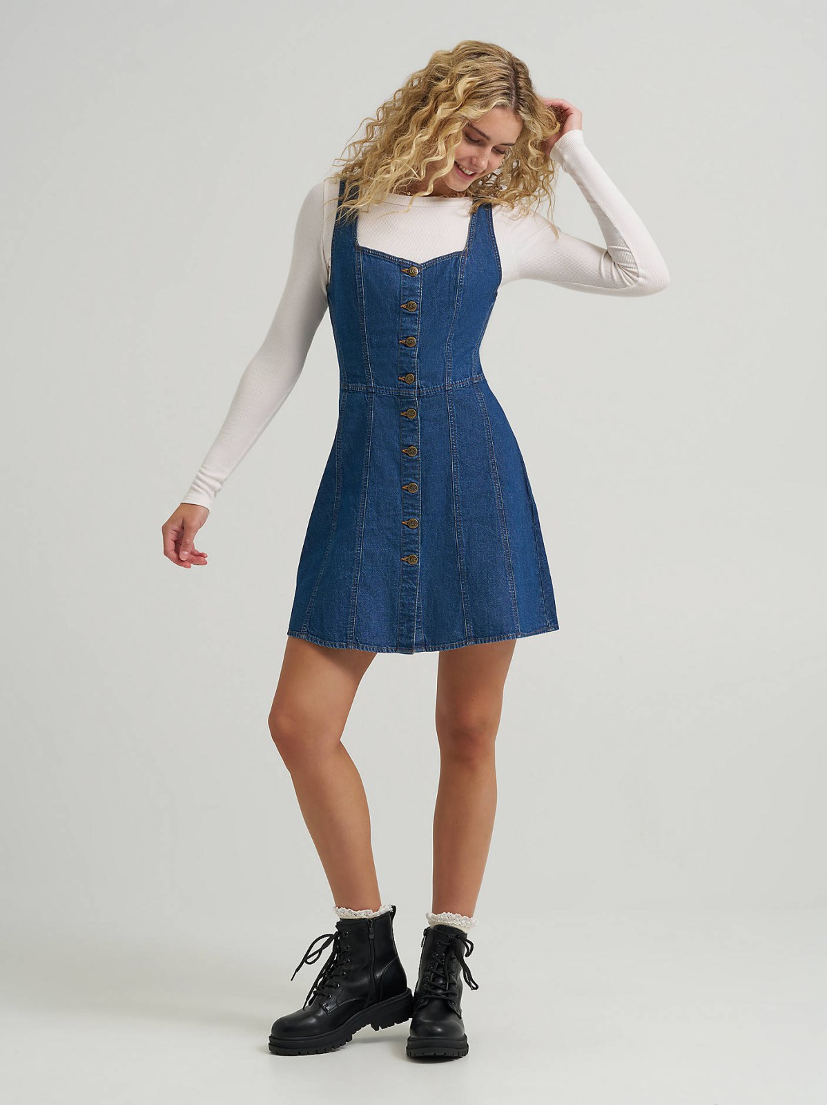Women's Seamed Denim Mini Dress