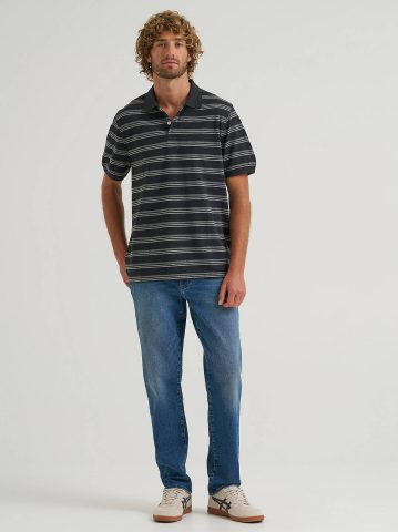 Men's Stripe Mini Pique Polo Shirt