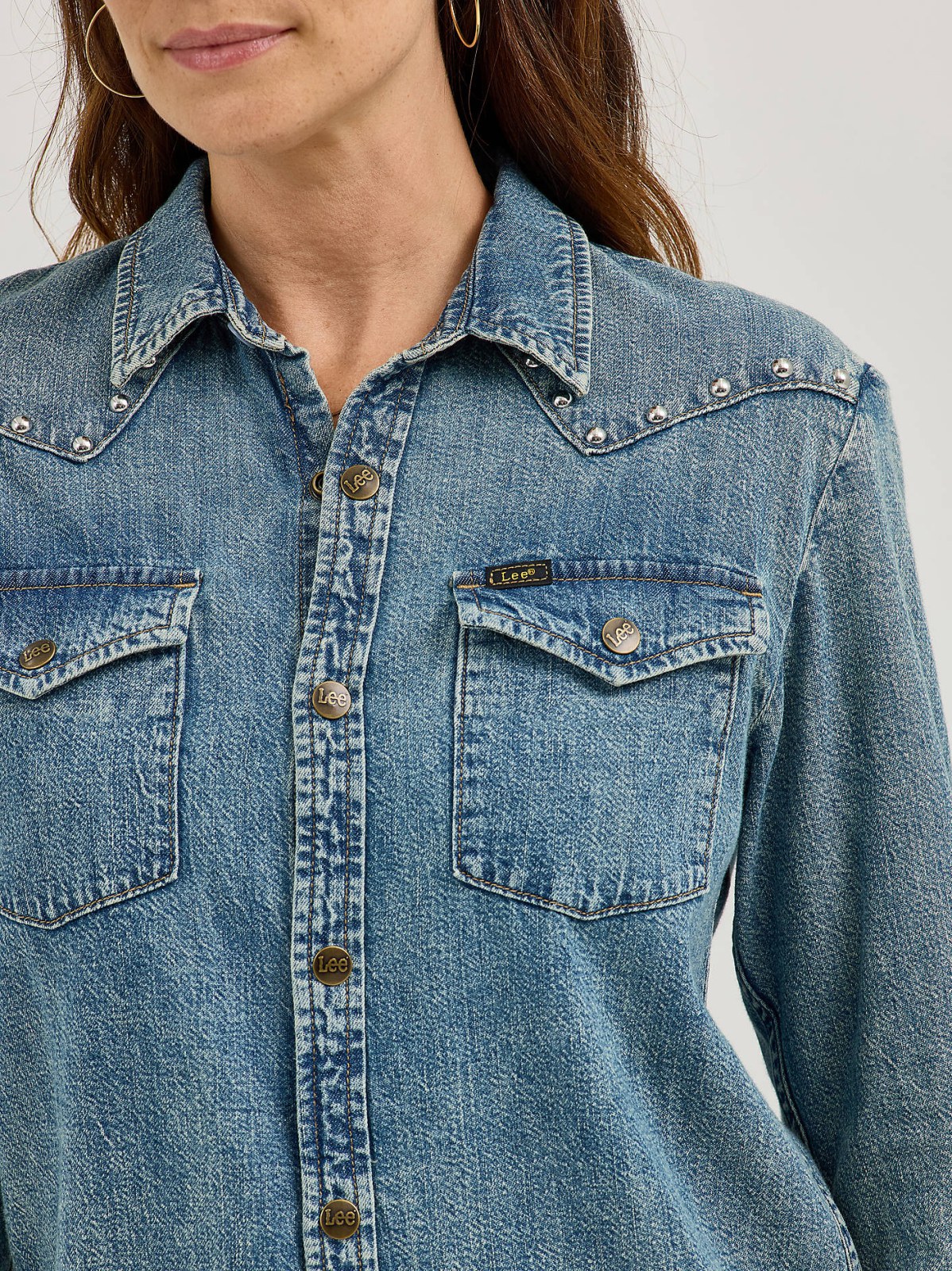 Women's Studded Working Western Denim Shirt - view 4