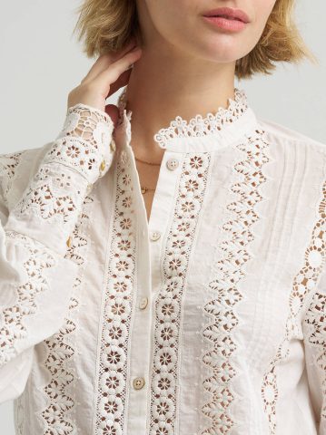 Women's Lace Button Down Blouse