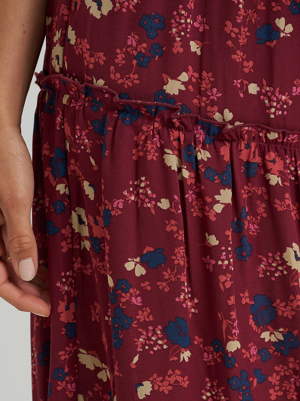 Women's Long Tiered Floral Skirt - view 5