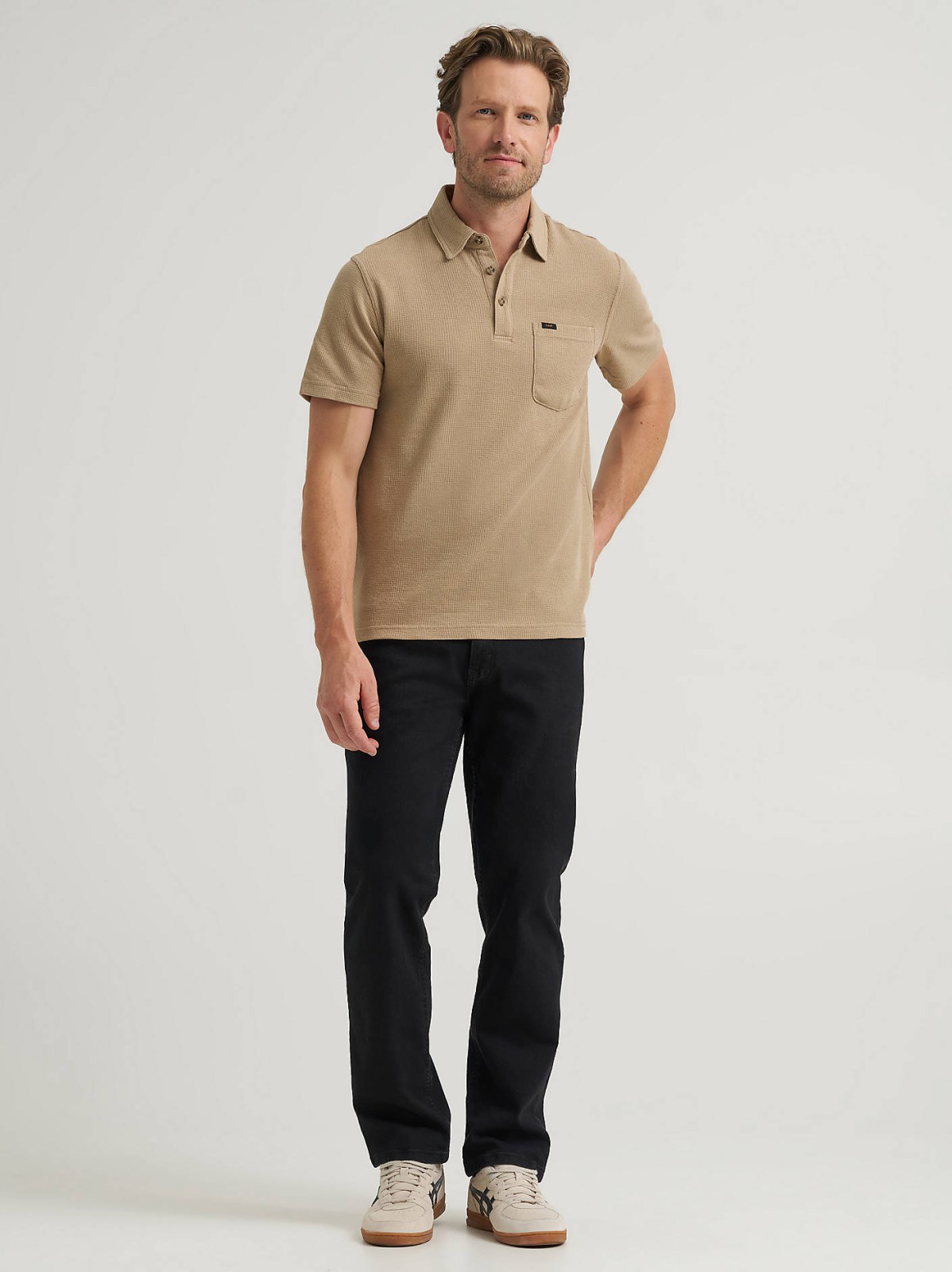 Men's Lightweight Waffle Knit Polo Shirt - view 4