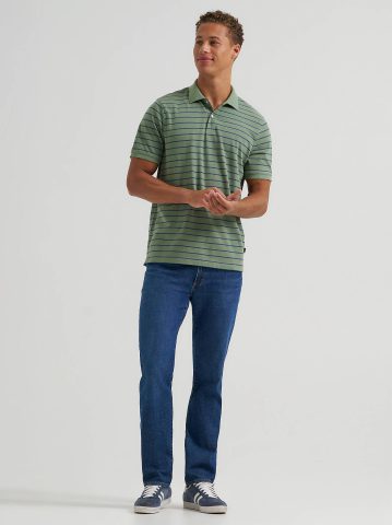 Men's Stripe Mini Pique Polo Shirt