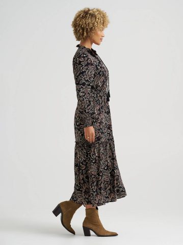Women's Long Sleeve Printed Maxi Dress