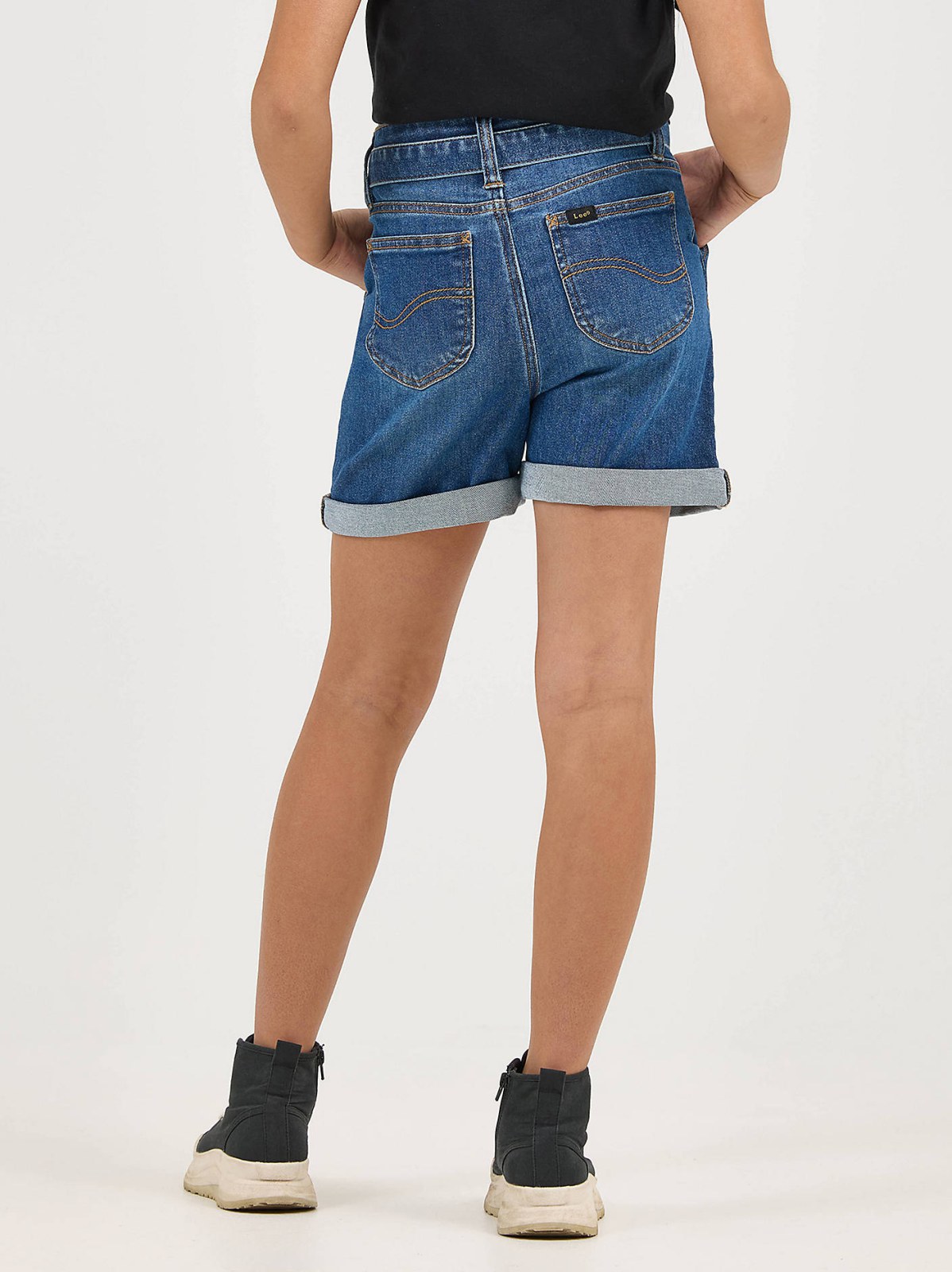 Girl's Belted Pleated Denim Short - view 3