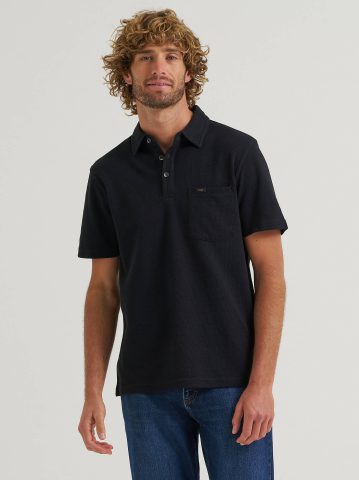 Men's Lightweight Waffle Knit Polo Shirt