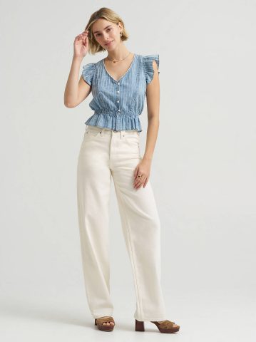 Women's V-Neck Flutter Sleeve Top
