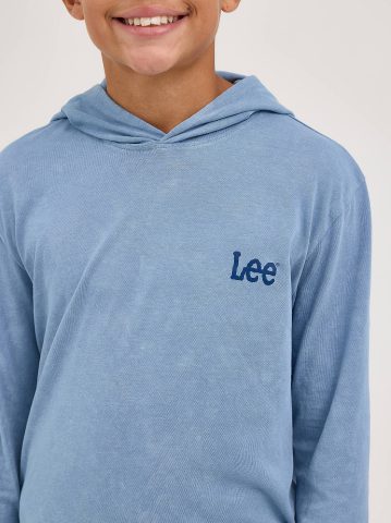Boy's Oil Wash Hooded Jersey Logo Tee
