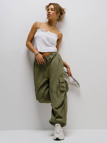 Women's Low Rise Drawstring Parachute Pant
