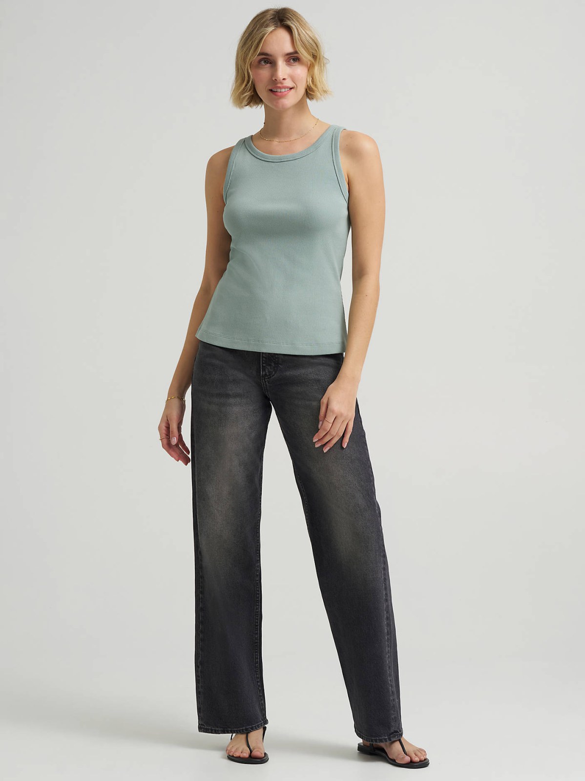 Women's Solid Ribbed Tank Top - view 3
