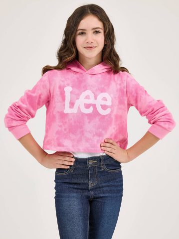 Girl's Tie Dye Crop Logo Hoodie