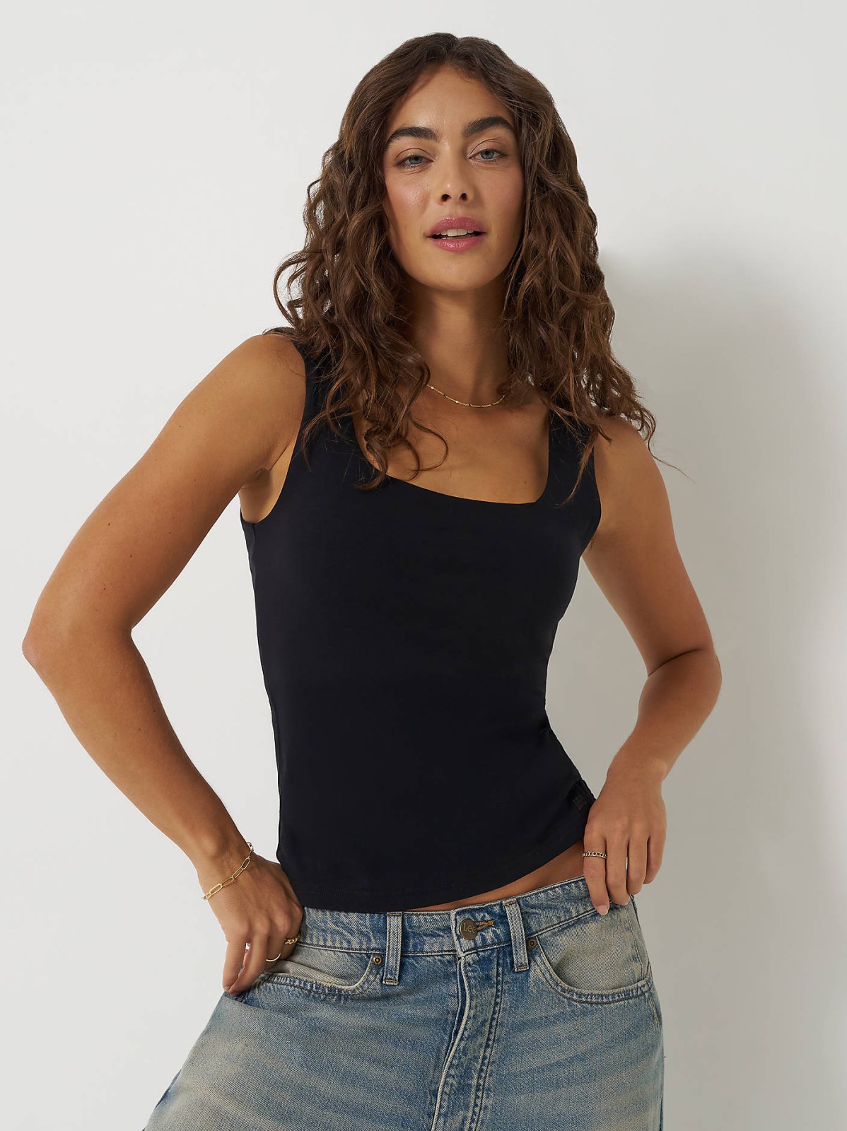 Women's Solid Square Neck Tank Top - view 2