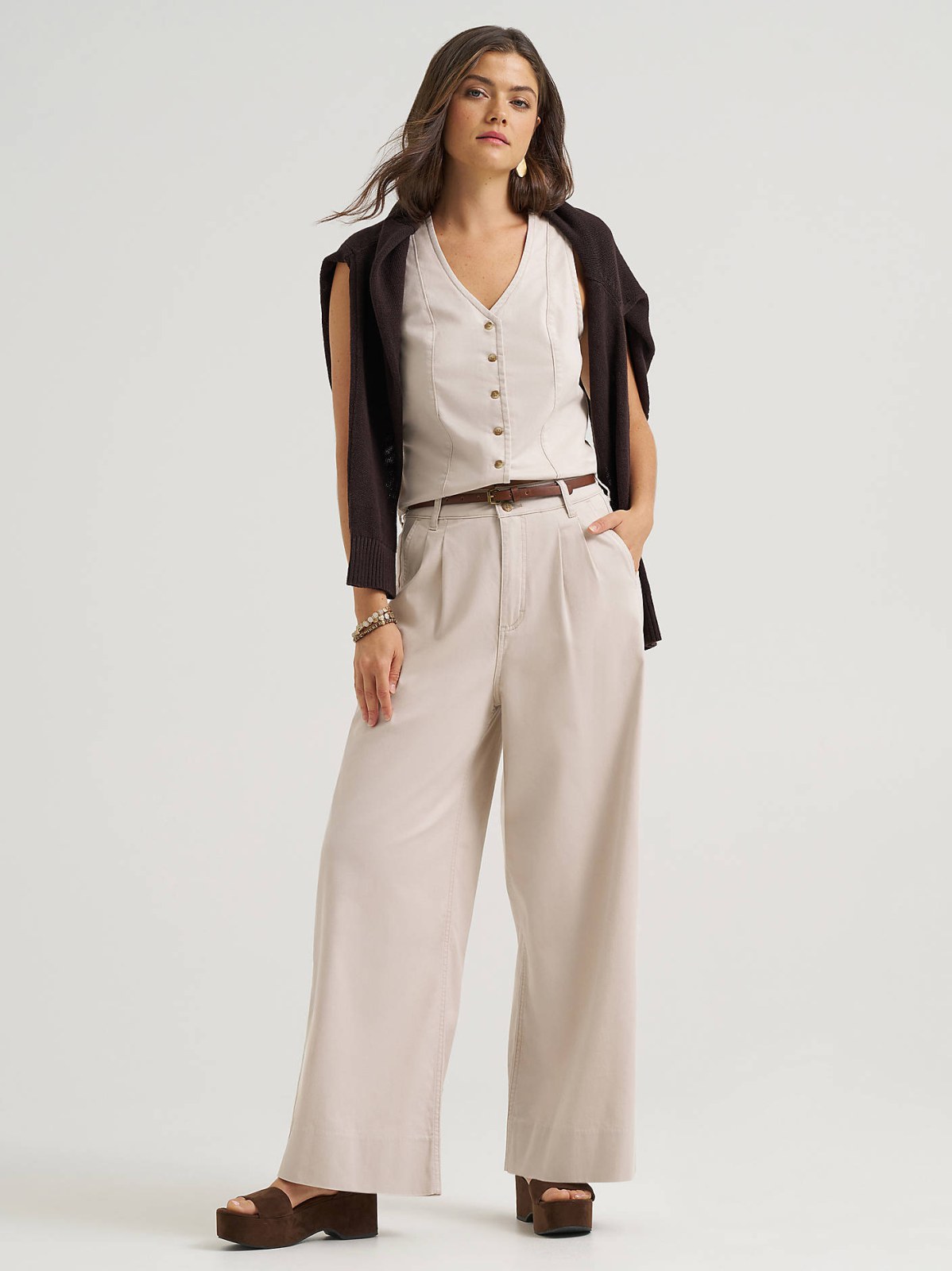 Women's Button Front Tie Vest - view 4