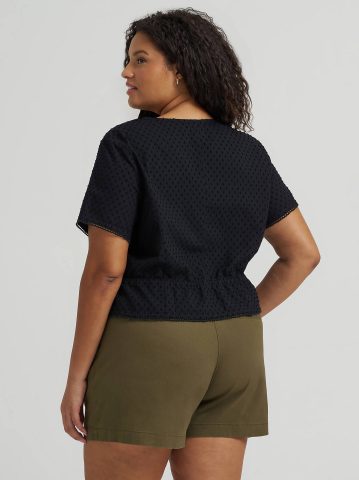 Women's Button Front Tie Top (Plus) — alternate view