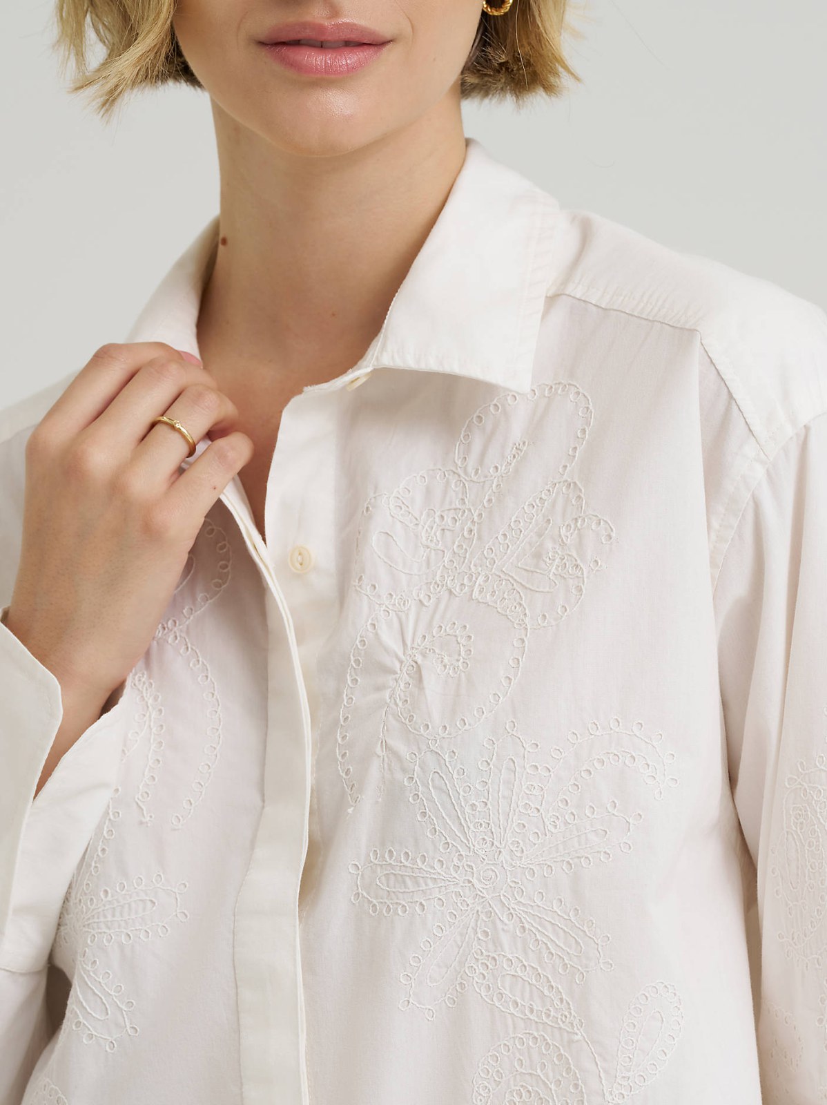 Women's Embroidered Button Down Shirt - view 3