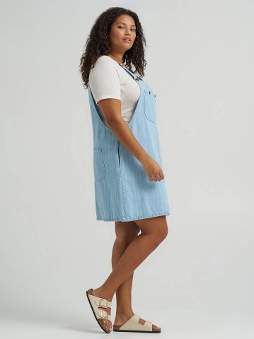 Women's Loose Bib Denim Overall Dress (Plus)