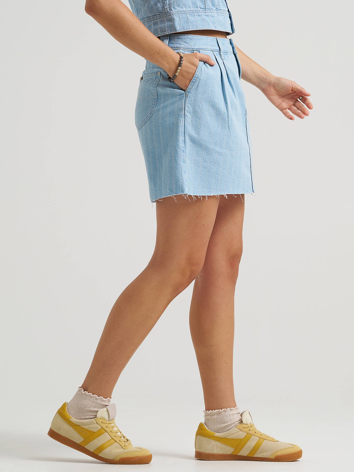 Women's Pleated Denim Skirt - view 4
