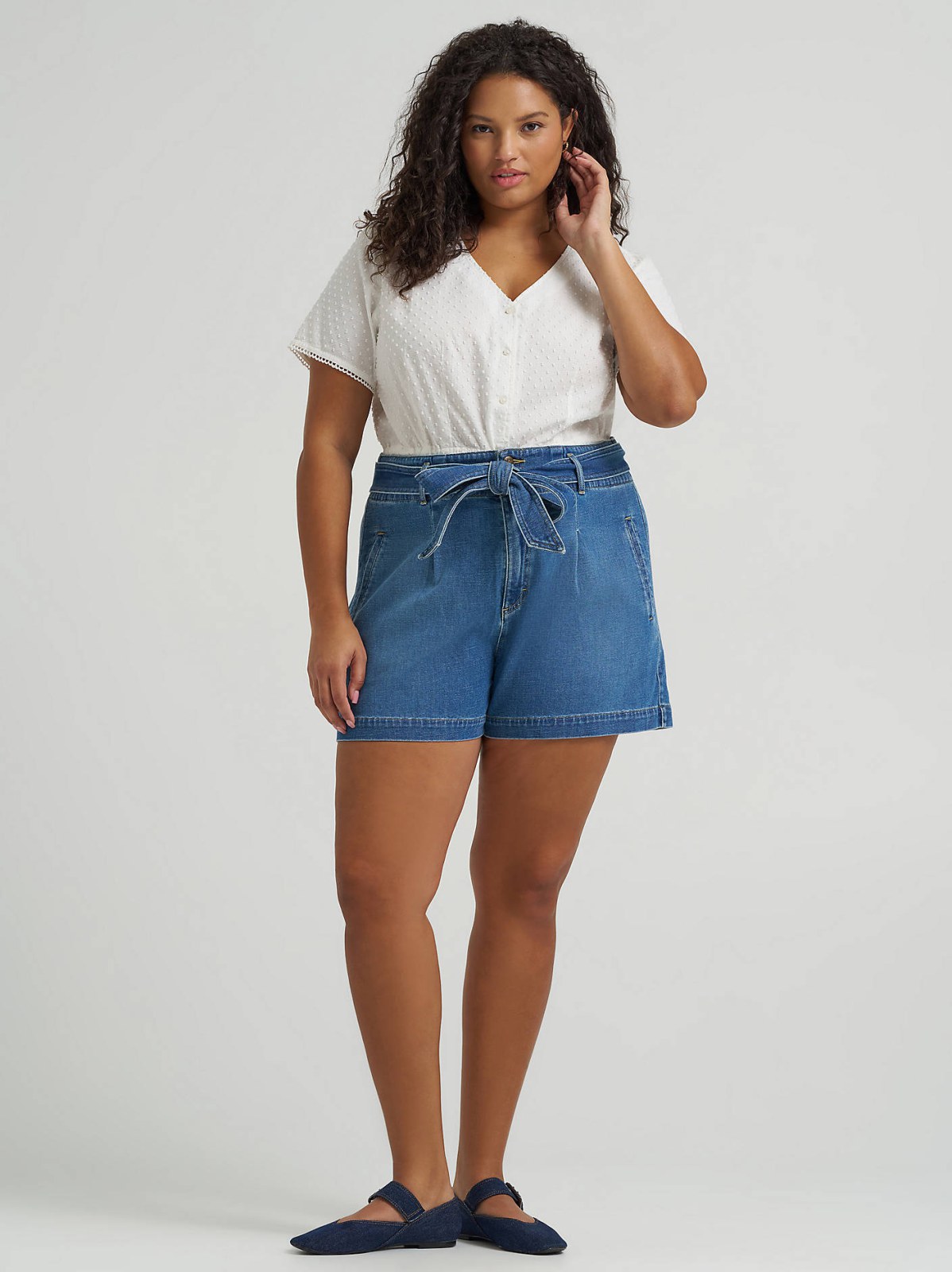 Women's High Rise Denim Bow Short (Plus)