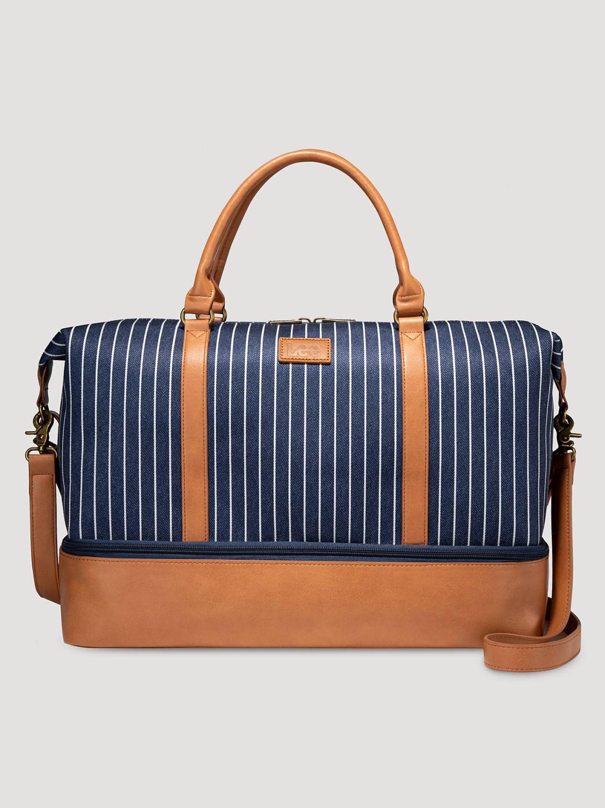 Women's Striped Denim Duffle Bag