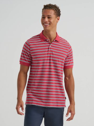 Men's Stripe Mini Pique Polo Shirt