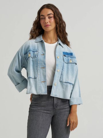Women's Oversized Double Pocket Utility Overshirt Women's Oversized Double Pocket Utility Overshirt