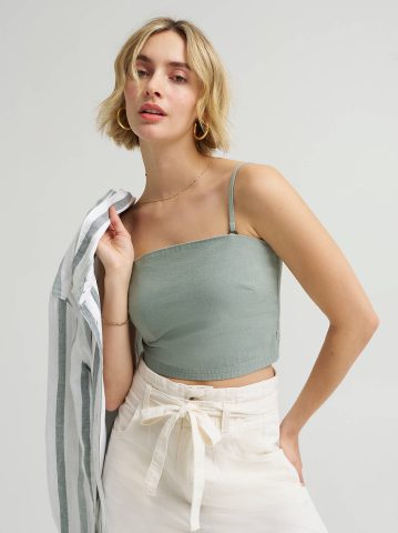 Women's Detachable Straps Linen Tube Top — alternate view