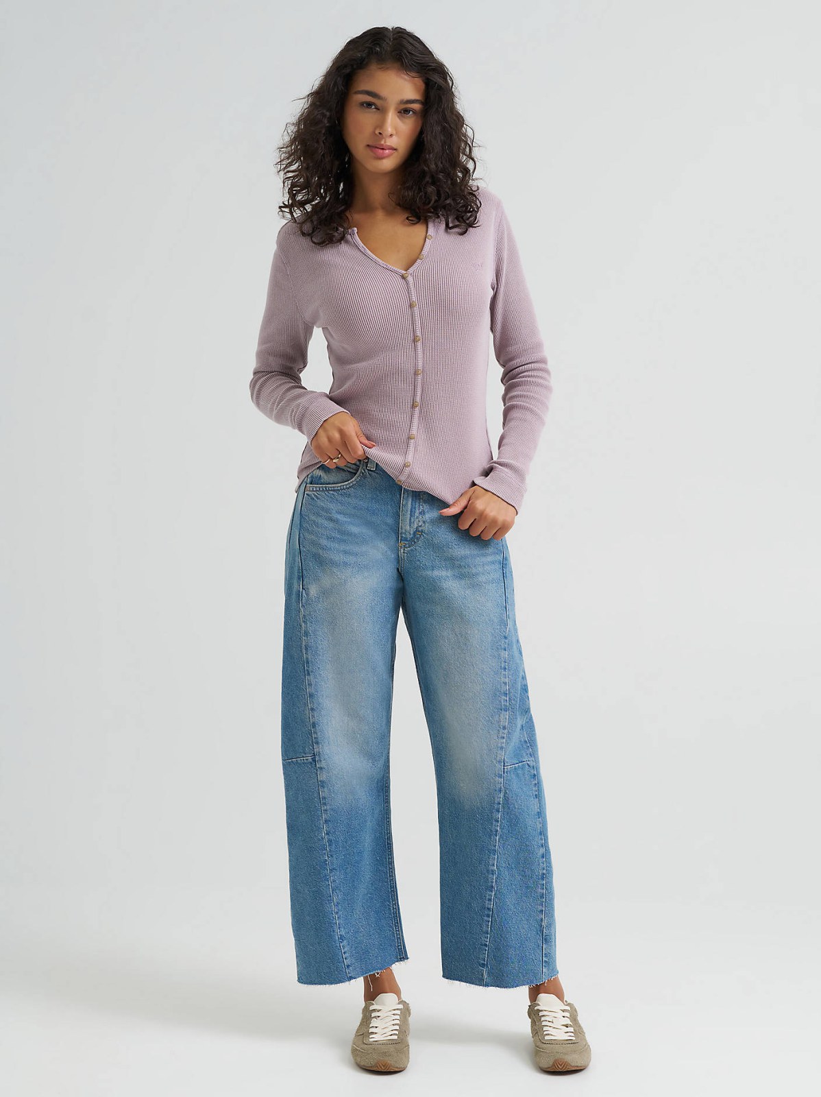 Women's Waffle Knit Henley Button Down Top - view 5