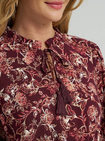 Women's Long Sleeve Printed Maxi Dress