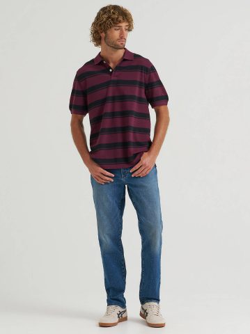 Men's Stripe Mini Pique Polo Shirt
