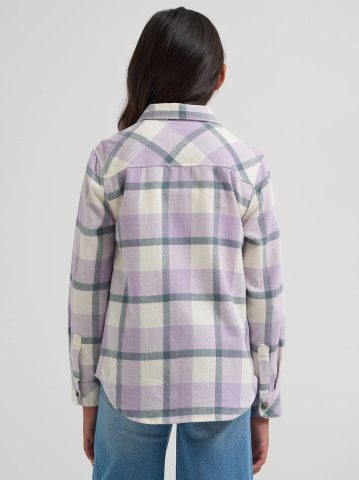 Girl's One Pocket Plaid Flannel Shirt