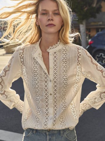 Women's Lace Button Down Blouse