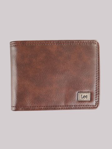 Men's Stitched Metal Logo Pebble Grain Bifold Wallet
