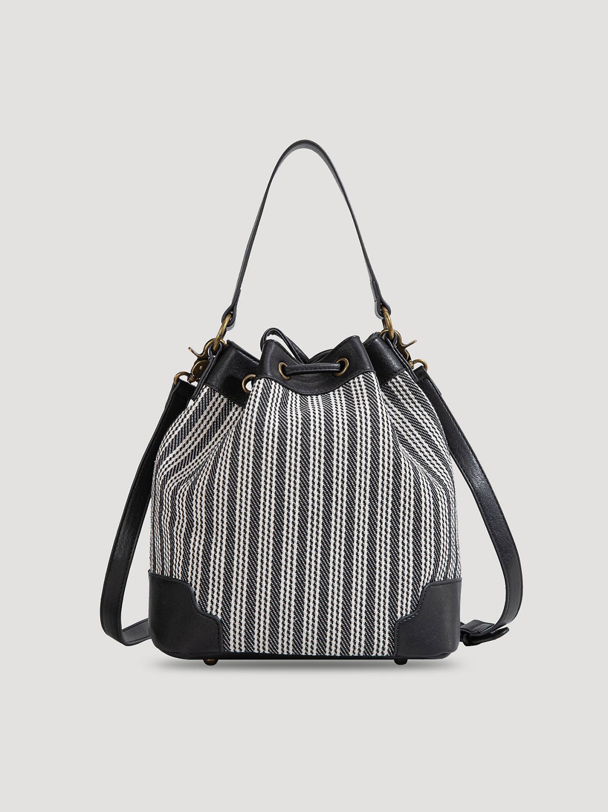 Women's Stripe Canvas Drawstring Bucket Bag - view 3