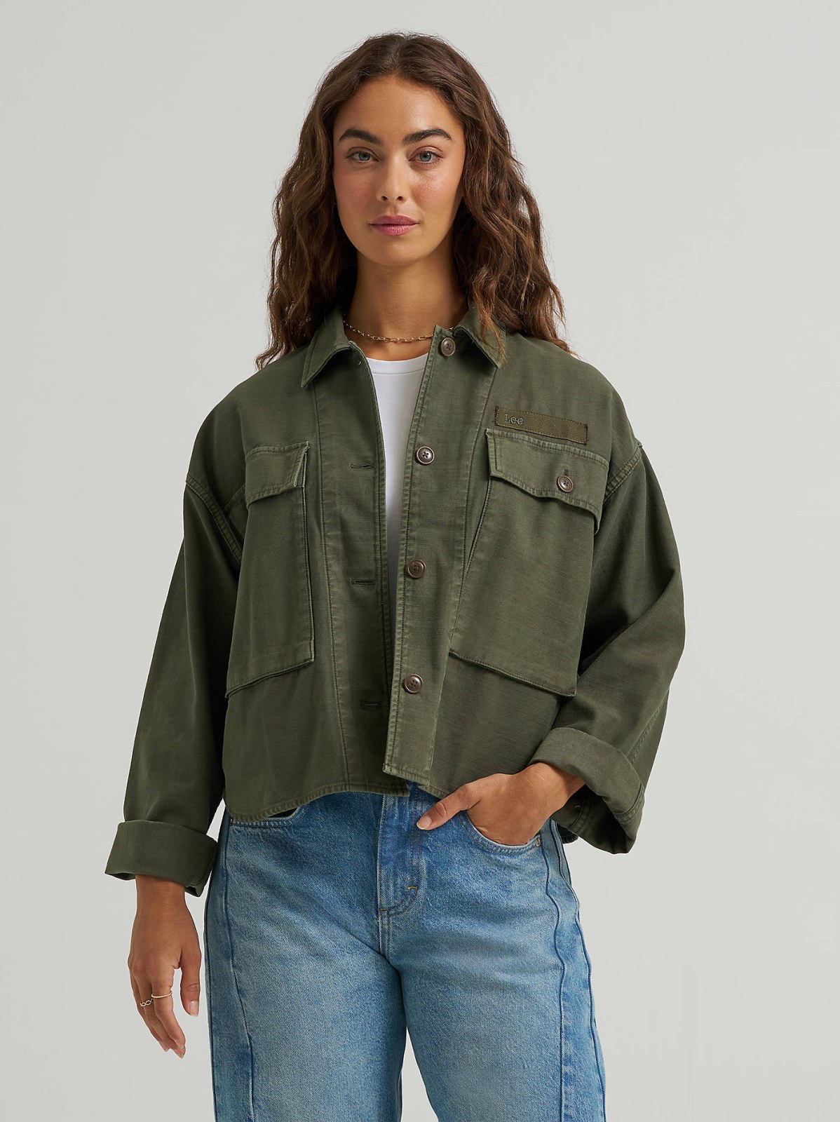 Women's Oversized Double Pocket Utility Overshirt