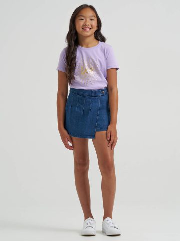 Girl's Pleated Denim Skort